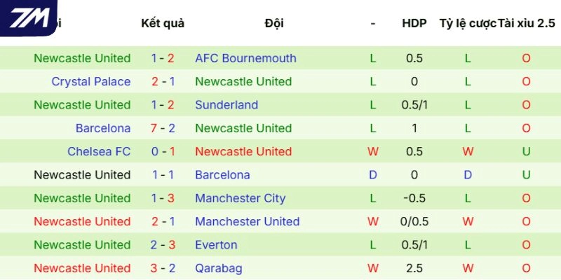 Thành tích của Newcastle